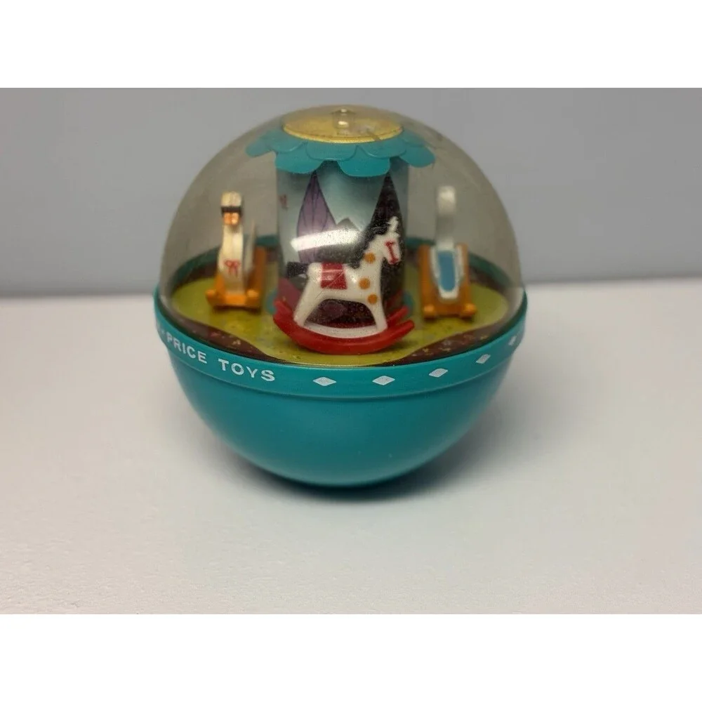 Vintage 1966 Fisher Price Roly Poly Chime Ball 165 Rocking Horses Swans Baby Toy